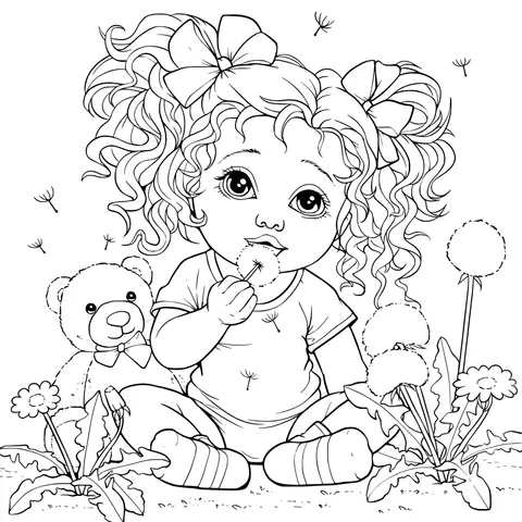 Little Girl Blowing Dandelions
