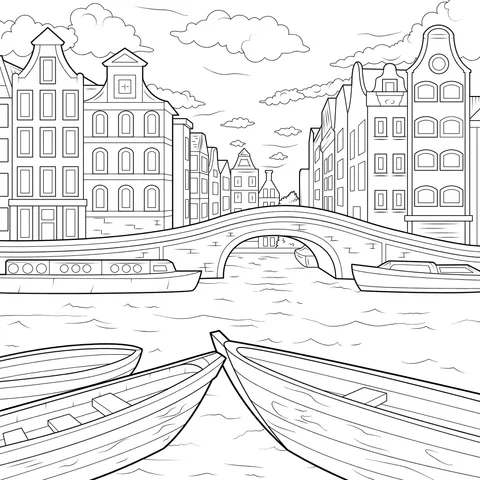 Colorful Buildings and Boats by the River