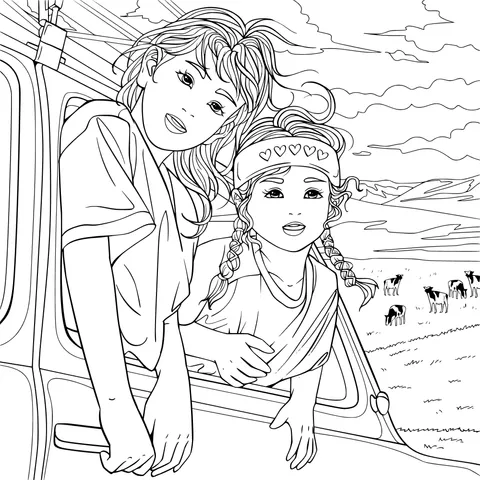 Happy Sisters in the Truck