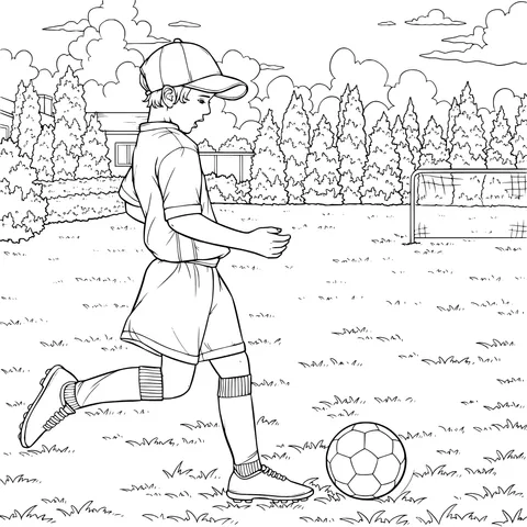 Boy playing football outdoors