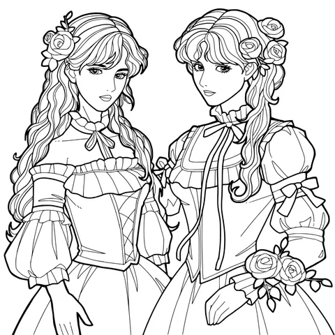 Twin Girls in Retro Clothing