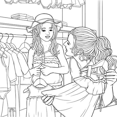 Mother and daughter selecting clothes together