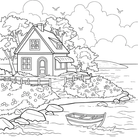 Scenery of a Seaside Cottage