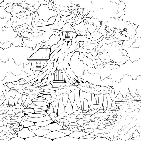 Fairy - tale Cottage on a Big Tree