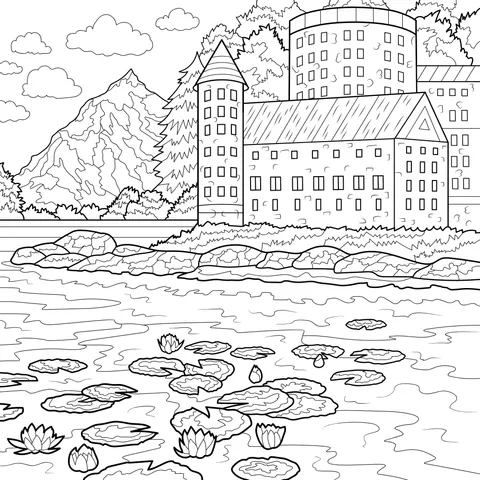 Scenery of the Castle by the Lake