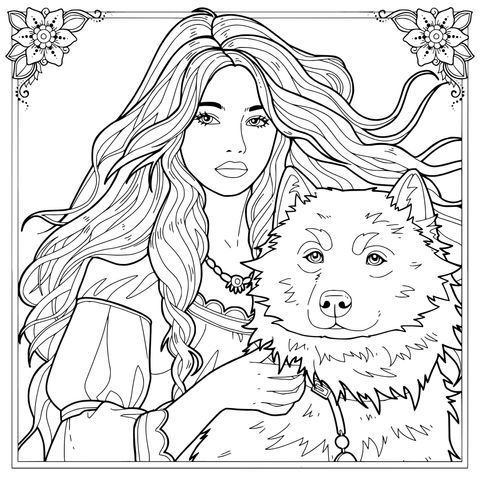 Mulher loira e cão