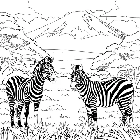 Two zebras on the grassland