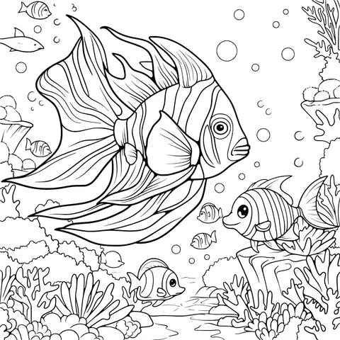 Tropical Fish Swimming in the Coral Reef
