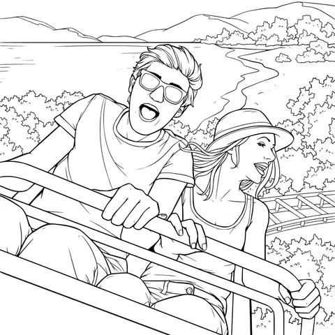 Couple's joyful time on the roller - coaster