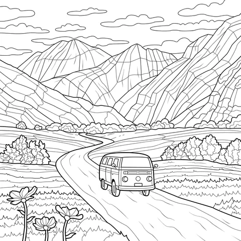 Van on a Mountain Road
