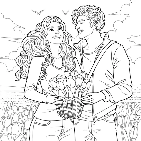 Couple in a Tulip Field