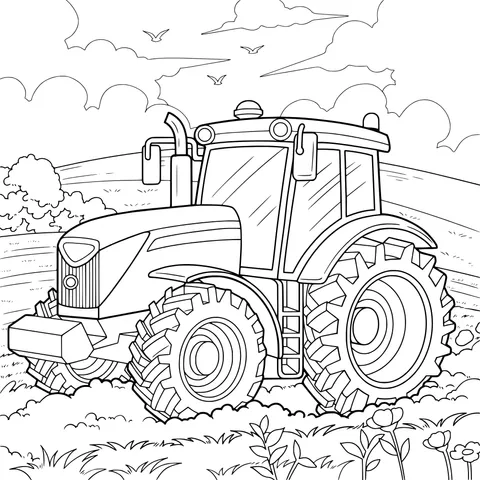 Red Tractor in the Field