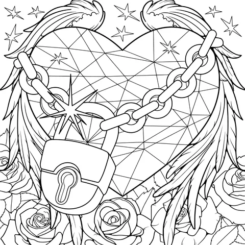 Heart with chains and wings