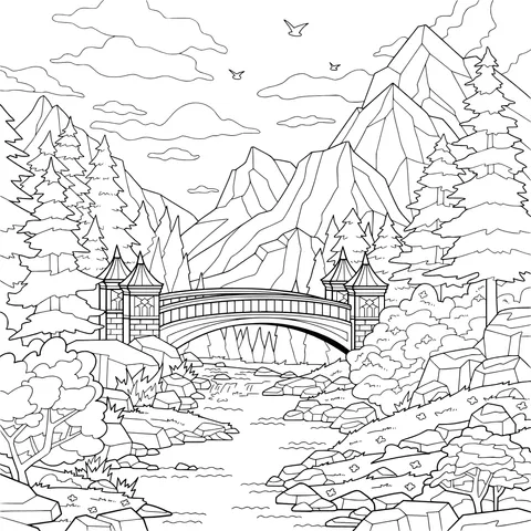Fairytale Bridge Scenery in the Mountains
