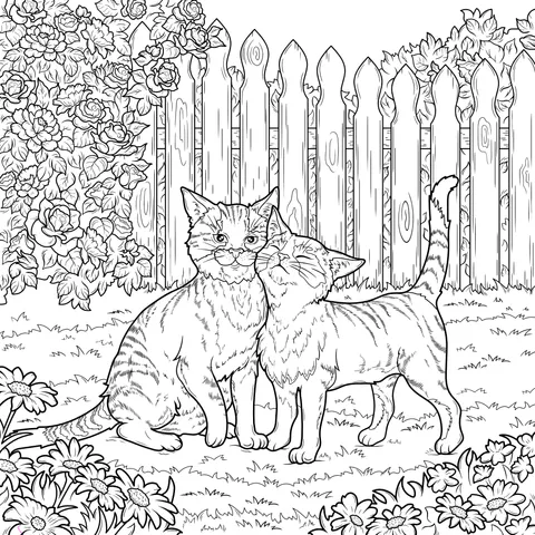 Affectionate Cats in the Garden
