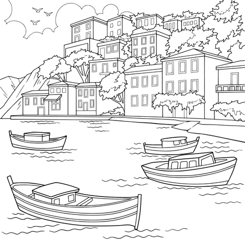 Scenery of a Seaside Town
