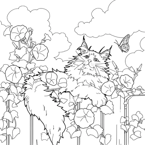 Cat and Butterfly on the Fence