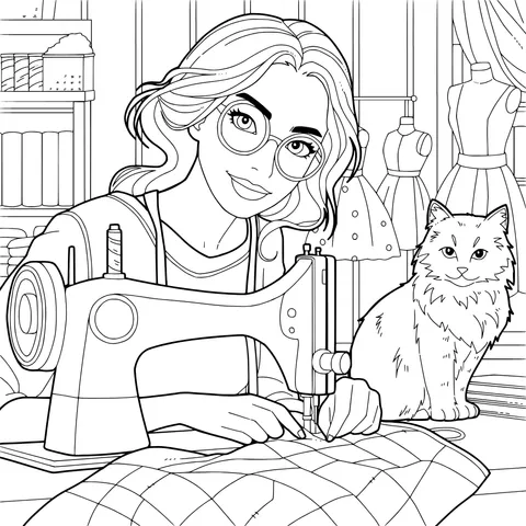 Sewing Time with the Cat