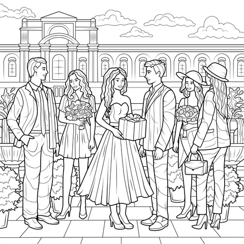 Fashion - conscious people at an outdoor gathering