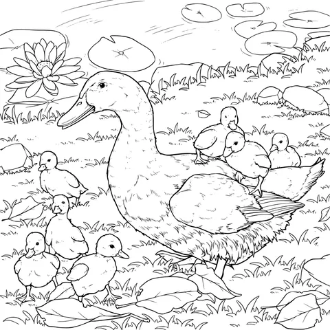 Mother Duck and Ducklings