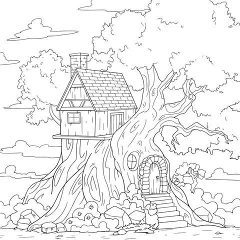 Wooden House on a Big Tree