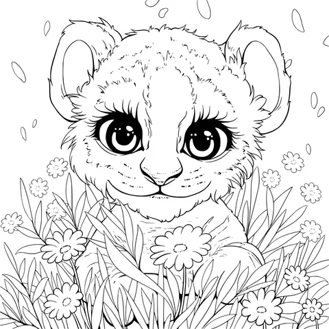 Little Tiger in the Flower Bed