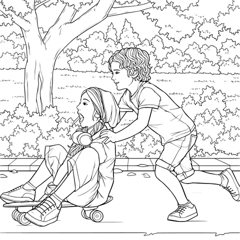 Children Playing on Skateboard in the Park