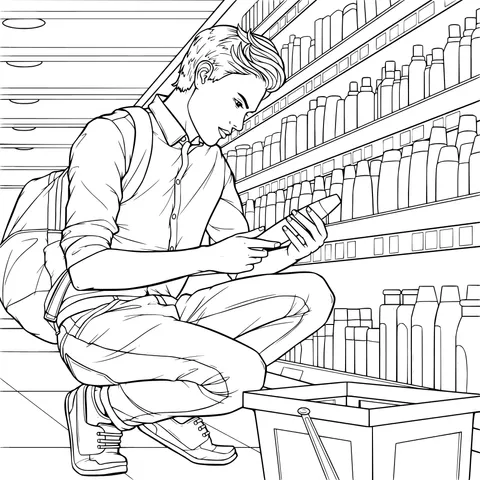 Man Shopping in Supermarket