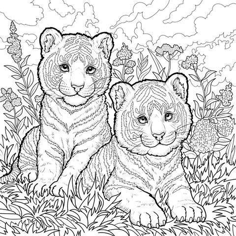 Dos tigres en la floristería