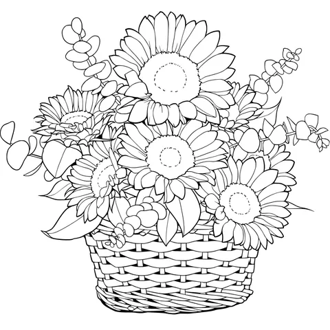 Sunflowers in a Basket