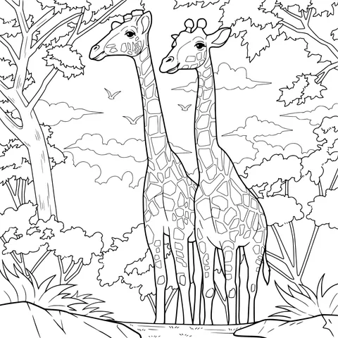 Two giraffes in the forest