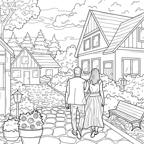 Walking in a beautiful residential area
