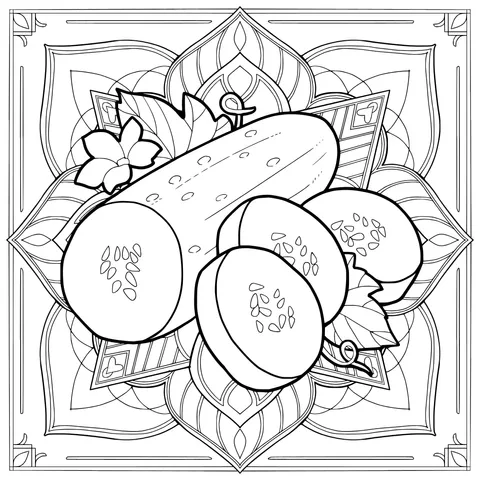 Cucumbers in Decorative Pattern