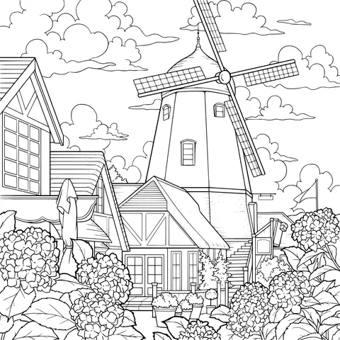 Beautiful Scenery of the Wind - mill Town