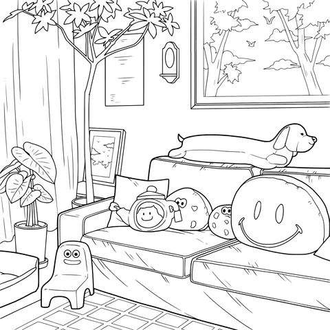 Adorable Scene in a Cozy Living Room