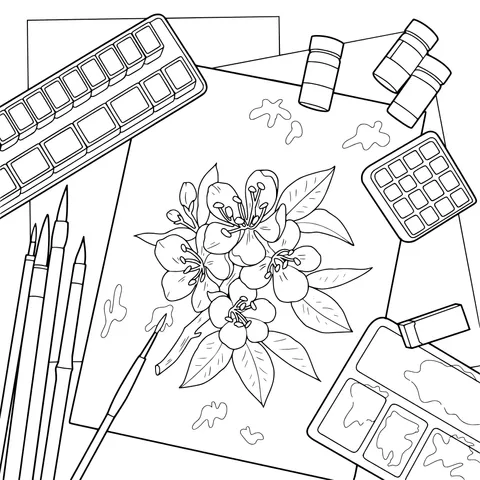 Painting Tools and Flower Painting