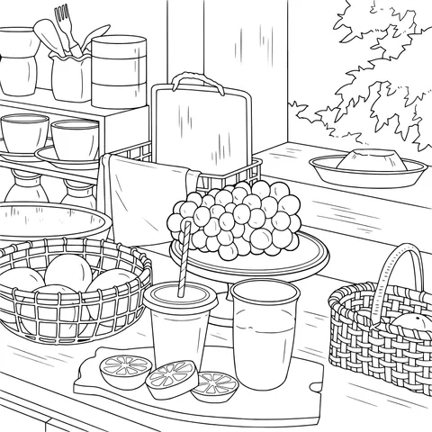 Fresh Fruits and Juices in the Kitchen