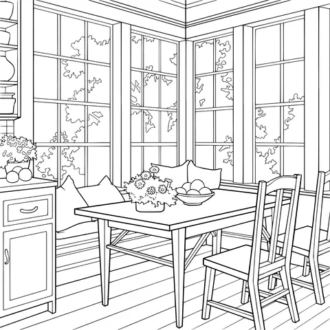 Sun - filled dining area by the window