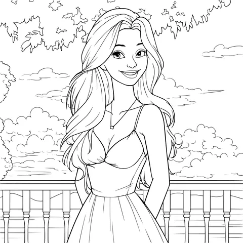 Woman in a purple dress