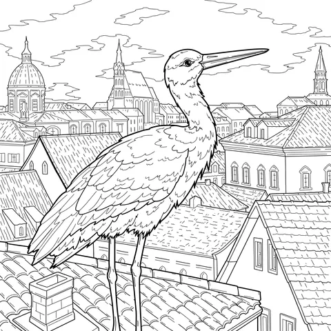 White Stork on the Roof