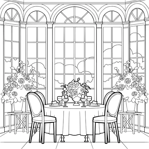 Elegant Greenhouse Dining Scene