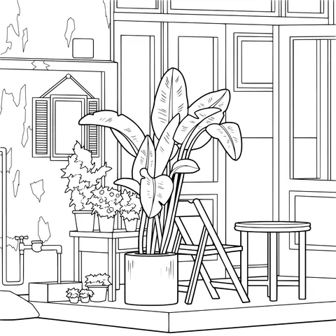 Cozy Green - plant Corner in Front of the Door
