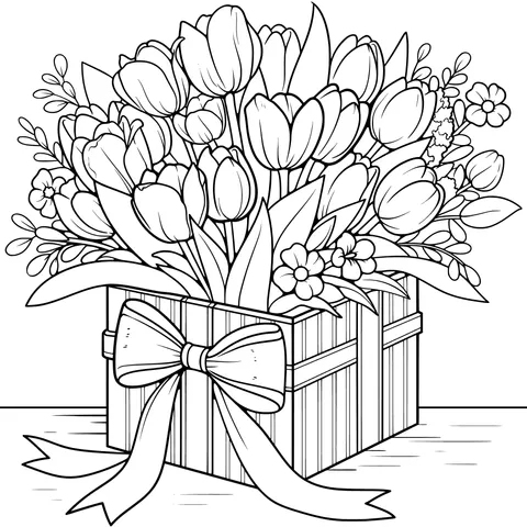Colorful Tulips in a Flower Box