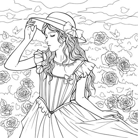 Girl in the Rose Bush