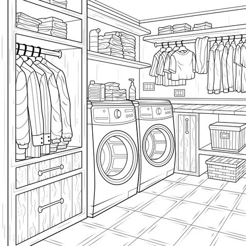 Family Laundry Room Scene
