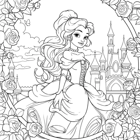 Beautiful Princess in Front of the Castle