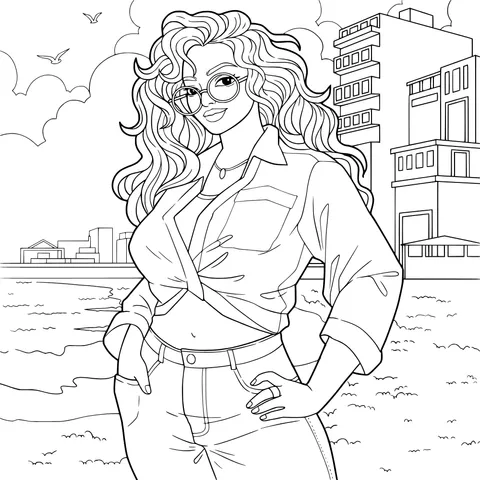 Fashionable Woman by the Beach