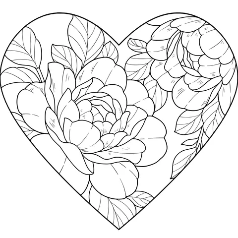 Peonies in a Heart Shape