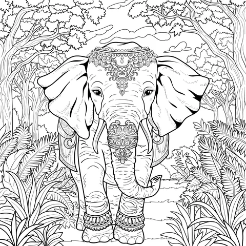 Ornately - Attired Forest Elephant