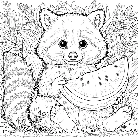 Raccoon Holding a Watermelon